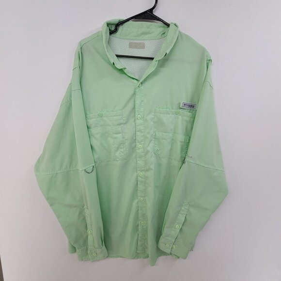 *16. Columbia Sportswear Bait Caster Long Sleeve Shirt Size XL Size Green - Picture 2 of 8